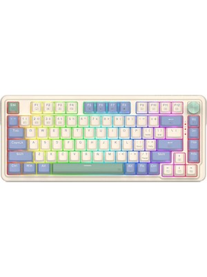 Redragon UCAL K673 PRO Vintage White %75 Red Switch RGB Kablosuz Hotswap Türkçe Mekanik Gaming Klavye