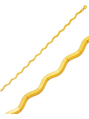 Zikzaklı Ajda Bileklik 14 Ayar Altın