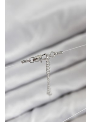 Zarif Kadın Için Silver Metal Misineli Kalp Hayalet Kolye