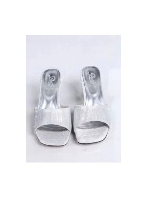 Luart Gümüş Simli Topuklu Terlik