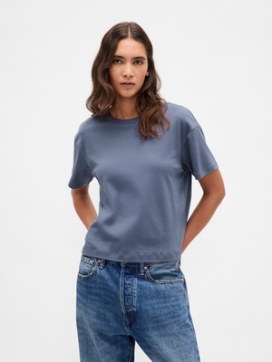 Gap Kadın Mavi Supima® Pamuk Relaxed T-Shirt