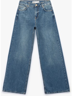 Pamuklu Loose Fit Düz Kalıp Jean Pantolon - Loose Straight Fit Jean