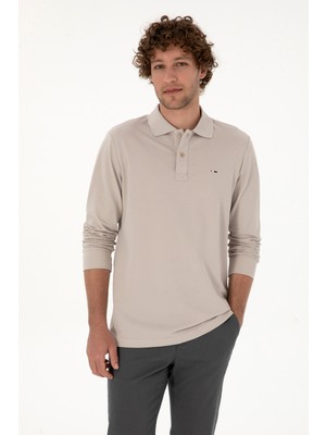 U.S. Polo Assn. Erkek Regular Fit Polo Yaka Taş Basic Sweatshirt 50315941-VR049