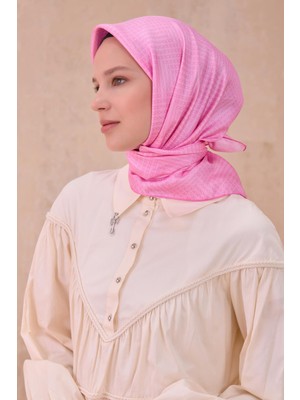 Belli Tivil İpek Eşarp 4104 - 50 Pembe Karışık Desen
