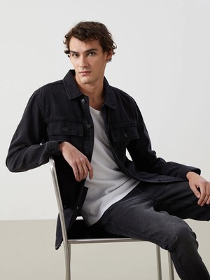 Lcw Jeans Siyah Standart Kalıp Erkek Jean Ceket