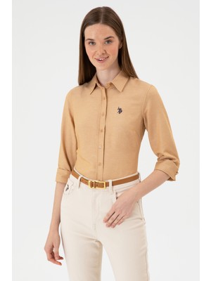 U.S. Polo Assn. Kadın Camel Uzun Kollu Basic Gömlek 50316711-VR015