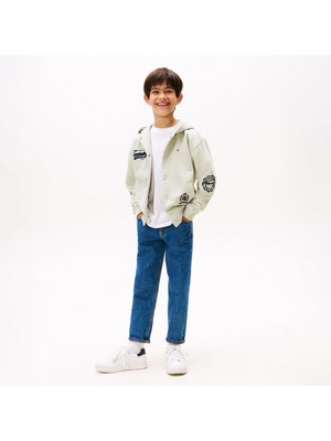 Tommy Hilfiger Varsity Graphic Snap Button Çocuk Bej SWEATSHIRT.M1C