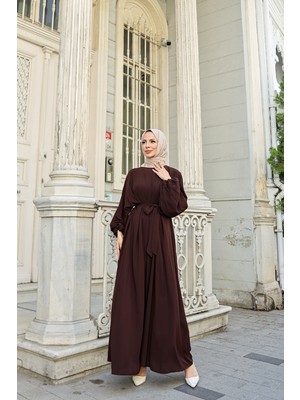 Kadeem Giyim Oversize  Balon Kol Elbise-Medine Ipeği