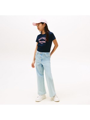 Tommy Hilfiger Glitter Curve Nyc Logo Çocuk Lacivert T-SHIRT.C1G