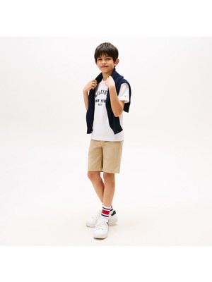 Tommy Hilfiger Curved Çocuk Beyaz T-Shirt.ybr