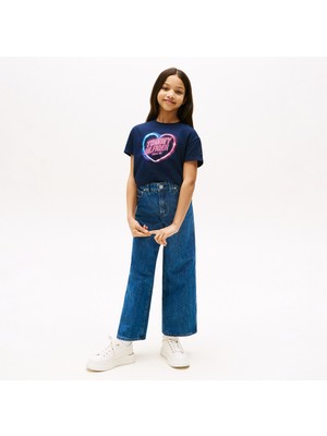 Tommy Hilfiger Heart Graphic Çocuk Lacivert T-SHIRT.C1G