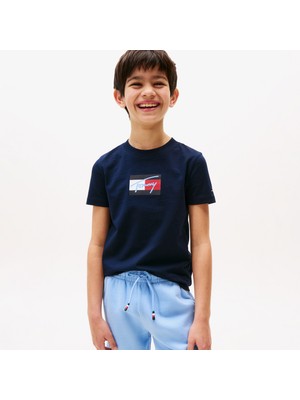 Tommy Hilfiger Flag Çocuk Lacivert T-SHIRT.C1G