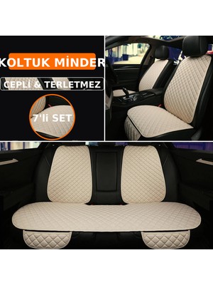 Skoda Octavia 2014 ve Sonrası Uyumlu 7 Parça Kapitone Araba Koltuk Kumaş Kumaş Bej - Kaymaz | Trobus