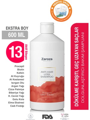 Zaroza Saç Dökülmesine Karşı Procapil & Biotin & Kafein Şampuan 600 ml