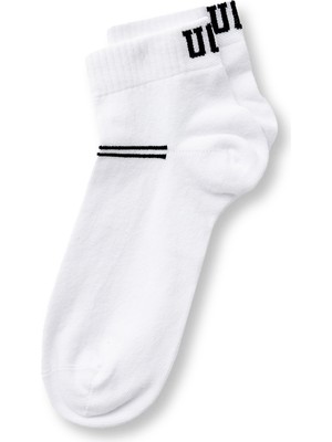 Ucla BRENNUS 3'LÜ Beyaz Kısa Jakarlı Standard Fit Unisex Çorap