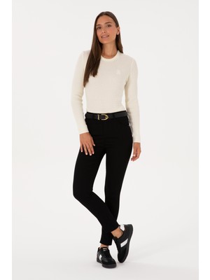 U.S. Polo Assn. Kadın Siyah Toothpick Fit Kanvas Pantolon 50317139-VR046