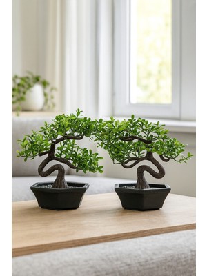 2 Adet Saksılı Mini Yapay Ağaç (13 Cm)