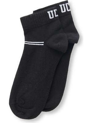 Ucla BRENNUS 3'LÜ Siyah Gri Beyaz Kısa Jakarlı Standard Fit Unisex Çorap