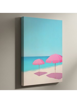Pembe Şemsiyeler Plaj Tablosu