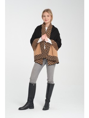 T-Crazy Knitwear Bohem Kışlık Triko Şal, Çift Katlı ve Çift Taraflı Triko Örme Omuz Şal