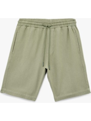 Keten Viskon Karışımlı Cep Detaylı Beli Bağcıklı Şort