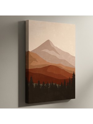 Toprak Tonları Dağ Manzarası Tablosu