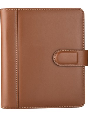 2K 2027 Yılı Premium Tasarım Hediyelik Organizer Ajanda A5 4 Halkalı 15x21 4 Delikli Tarihli Çizgili Ajandalı Vegan Deri 19,5x23 cm Taba