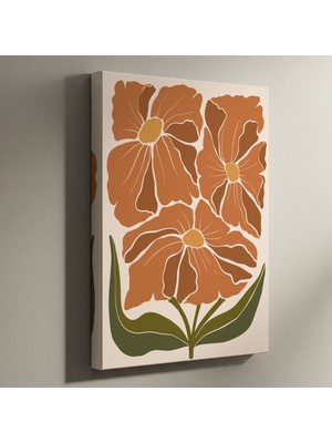 Toprak Tonları Çiçek Desenli Soyut Sanat Tablosu