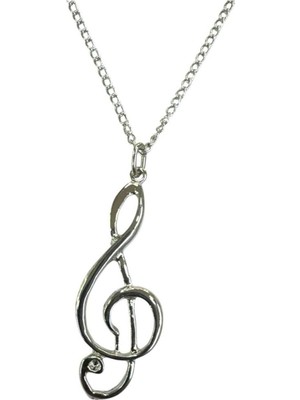 Herşey Nota Sol Anahtarı Desen Metal Kolye – Unisex - Müzik Aksesuarı Metal  Zincir