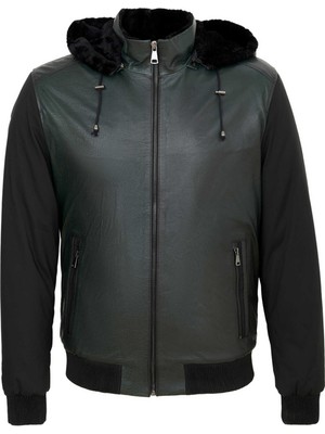 Tergan Yeşil Hakiki Deri Erkek Hakiki Deri Mont - E23KKM310459-T1M