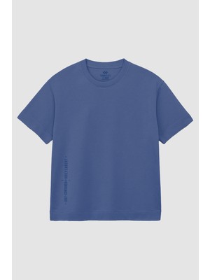Tommy Life Koyu Mavi Baskılı O Yaka Rahat Form Battal Büyük Beden Erkek T-Shirt - 88472