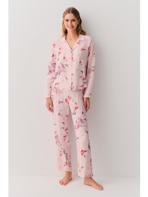 Suwen Romantica Gömlek Yaka Pijama Takımı