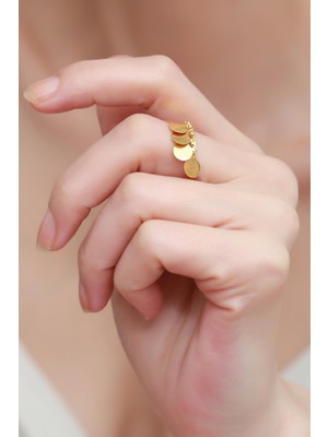 14 Ayar Altın Yuvarlak Pullu Yüzük