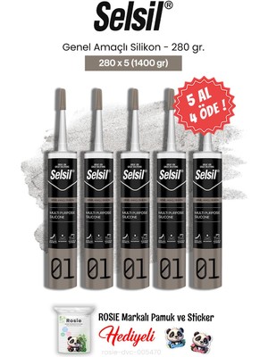 Selsil 5 Al 4 Öde Genel Amaçlı Silikon 280 gr ve Rosie Pamuk
