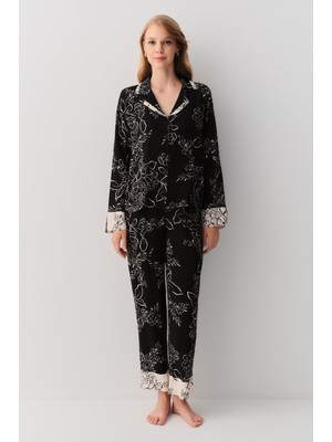 Suwen Sayra Gömlek Yaka Pijama Takımı