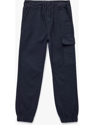 Koton Pamuklu Gabardin Beli Bağcıklı Kargo Pantolon Erkek Çocuk Regular Fit Konforlu Tasarım