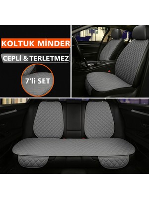 Daihatsu Feroza 1989–1998 Uyumlu 7 Parça Kapitone Araba Koltuk Kumaş Kumaş Gri - Kaymaz | Trobus