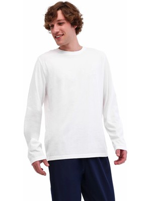 Lumberjack MB LOEN14LJK-130-335PR Erkek Beyaz Uzun Kollu Tişört 102025427