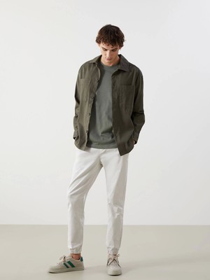 Xsıde Gri Standart Kalıp Gabardin Erkek Jogger Pantolon