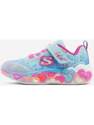 Skechers Eternal Heart Lights Küçük Kız Çocuk Mavi Işıklı Spor Ayakkabı 302696N Lbmt