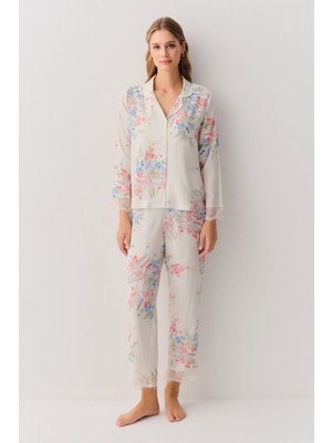 Suwen Flower Gömlek Yaka Pijama Takımı