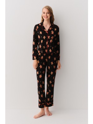 Suwen Cookies Gömlek Yaka Pijama Takımı