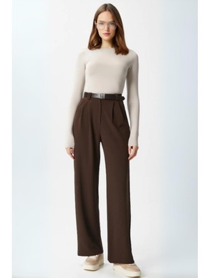 Rays Kahverengi Palazzo Likralı Kadın Pantolon 5009