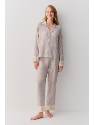 Suwen Sayra Gömlek Yaka Pijama Takımı