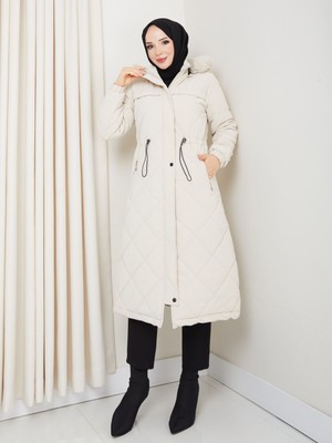 Kadın Büyük Beden Elyaf Dolgulu Spor Kapitone Nova Kumaş Mont 0198