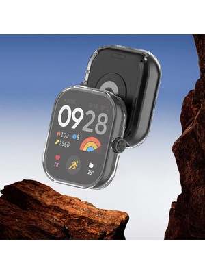 Xiaomi Redmi Watch 4 Uyum Yumuşak Silikon 360 Tam Koruma Sağlayan Kasa ve Ekran Koruyucu Kılıf Kapak