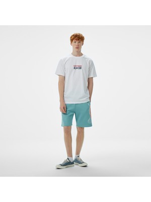 Converse Baskılı Erkek Oversize Fit Mavi Şort