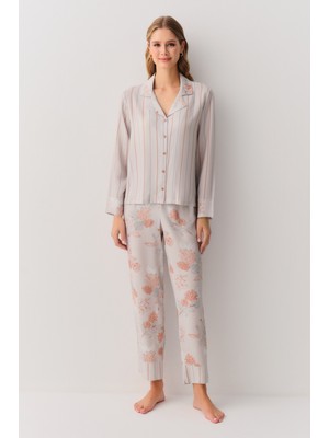 Suwen Larisa Gömlek Yaka Pijama Takımı