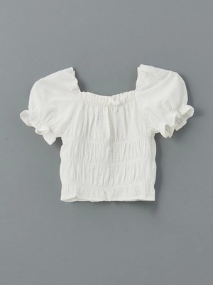 Lcw Kids Ekru Kare Yaka Kız Çocuk Crop Bluz