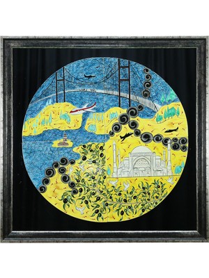 E38 El Işçiliği Aynalı Çini Işleme Tablo 100X100 cm  ( 35 Kğ ) - 6365